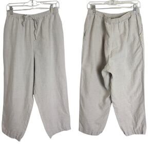 90's Peter Martin Linen Lagenlook Capri Khaki Pants Pockets Women's 14
